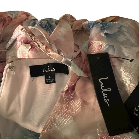 NWT Lulu's Pastel Floral Overlay Sleeveless Adjustable Strap Midi Dress - Size L - Picture 14 of 14
